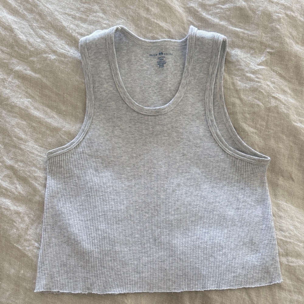 Brandy Melville Light Gray Ribbed Tank Top